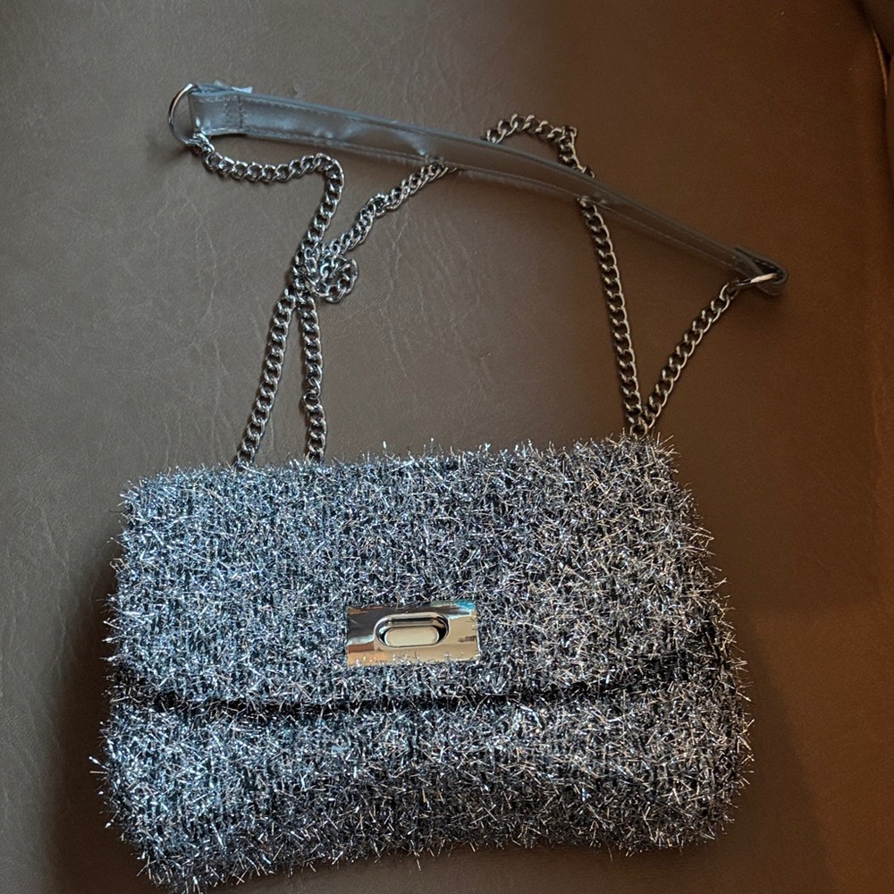 H&M Silver Textured Shoulder Bag